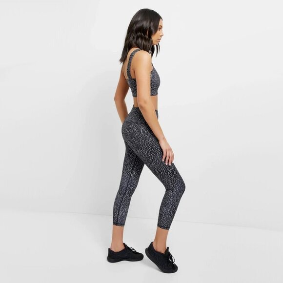 NWT All Fenix black & white polka dot racerback sports bra & 7/8 legging set, XS - Picture 6 of 16